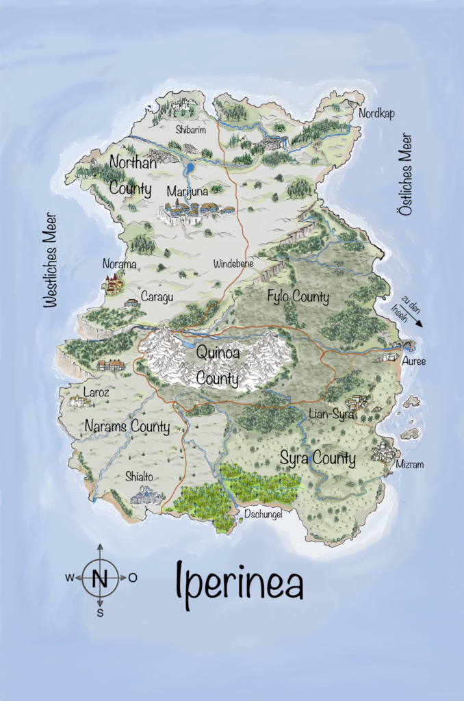 Naturgewalten - Die Dilogie - Karte von Iperinea zur Dilogie (Festland)